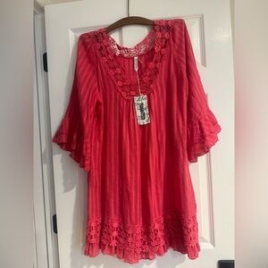 Monoreno pink Lace Trim dress